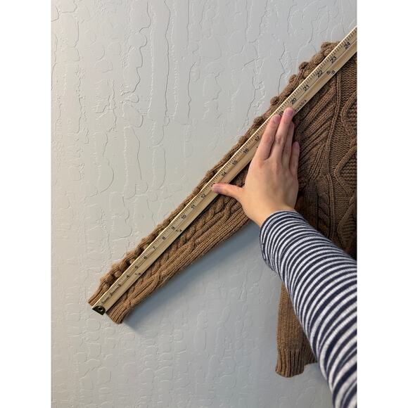 J Crew Sz S Wool Blend Bobble Popcorn Cable Knit Tan Sweater Buttonback - Picture 6 of 11